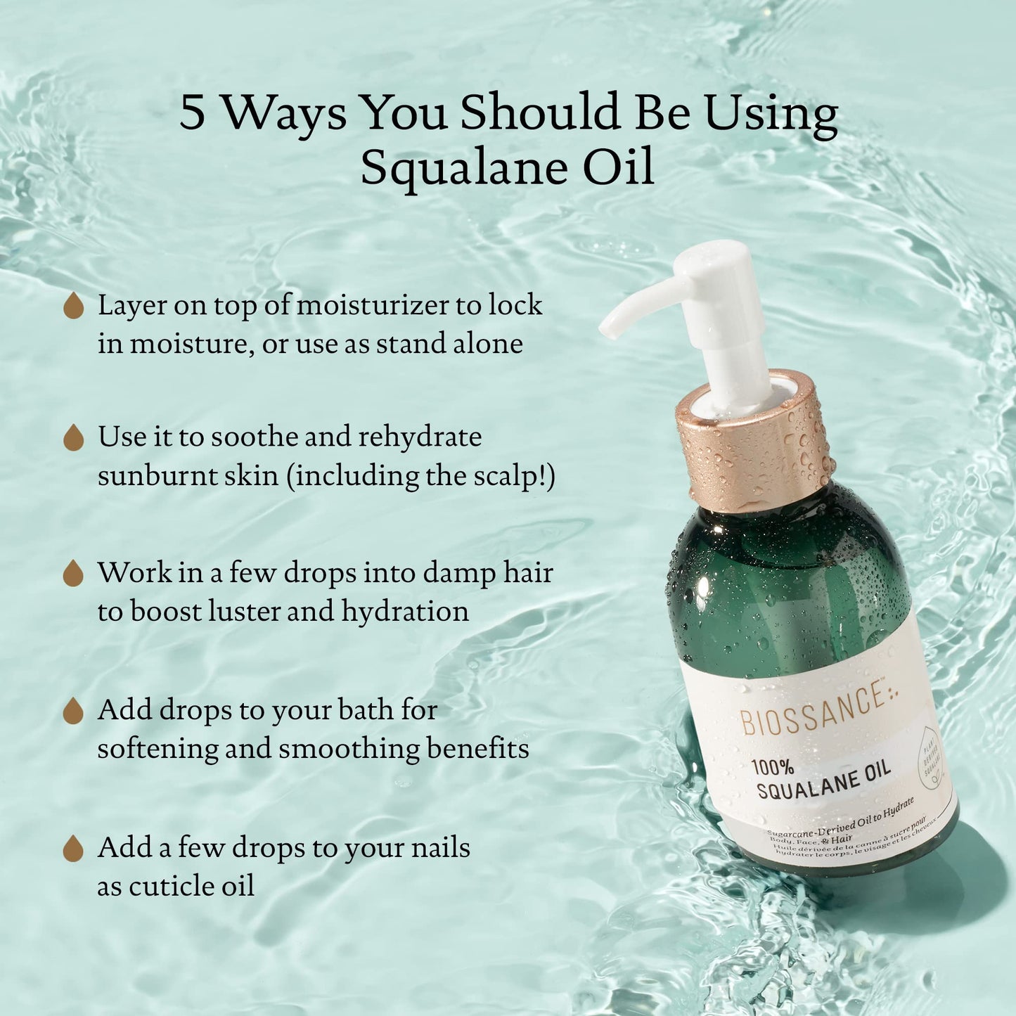 BIOSSANCE 100% Squalane Oil - Sustainable, Vegan Face Oil & Body Oil - Hydrating, Fast-Absorbing Moisturizer - Ideal for Oily Skin, Face, Hair Beauty and Personal Care BIOSSANCE