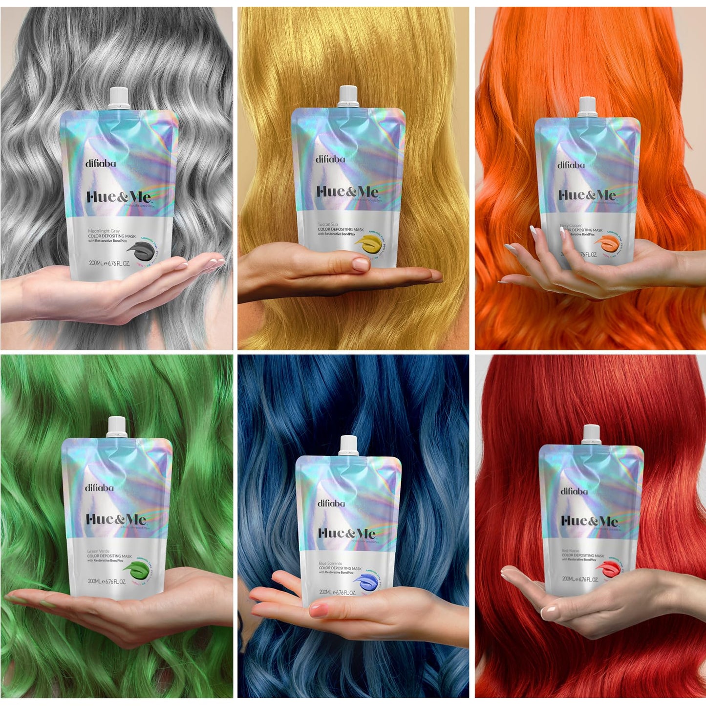 DIFIABA Hue & Me Color Depositing Conditioner - Temporary Hair Dye of Fantasy Colors - Hydrating Color Depositing Hair Mask with BondPlex - 6.76 oz Beauty & Personal Care Difiaba