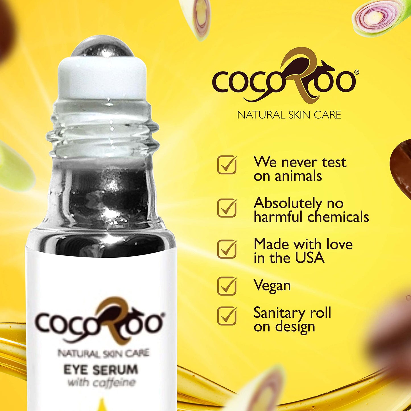 Caffeinated Eye Serum, Nutrient-Dense, 100% Pure, Natural & Vegan (Lemongrass) Beauty & Personal Care CocoRoo