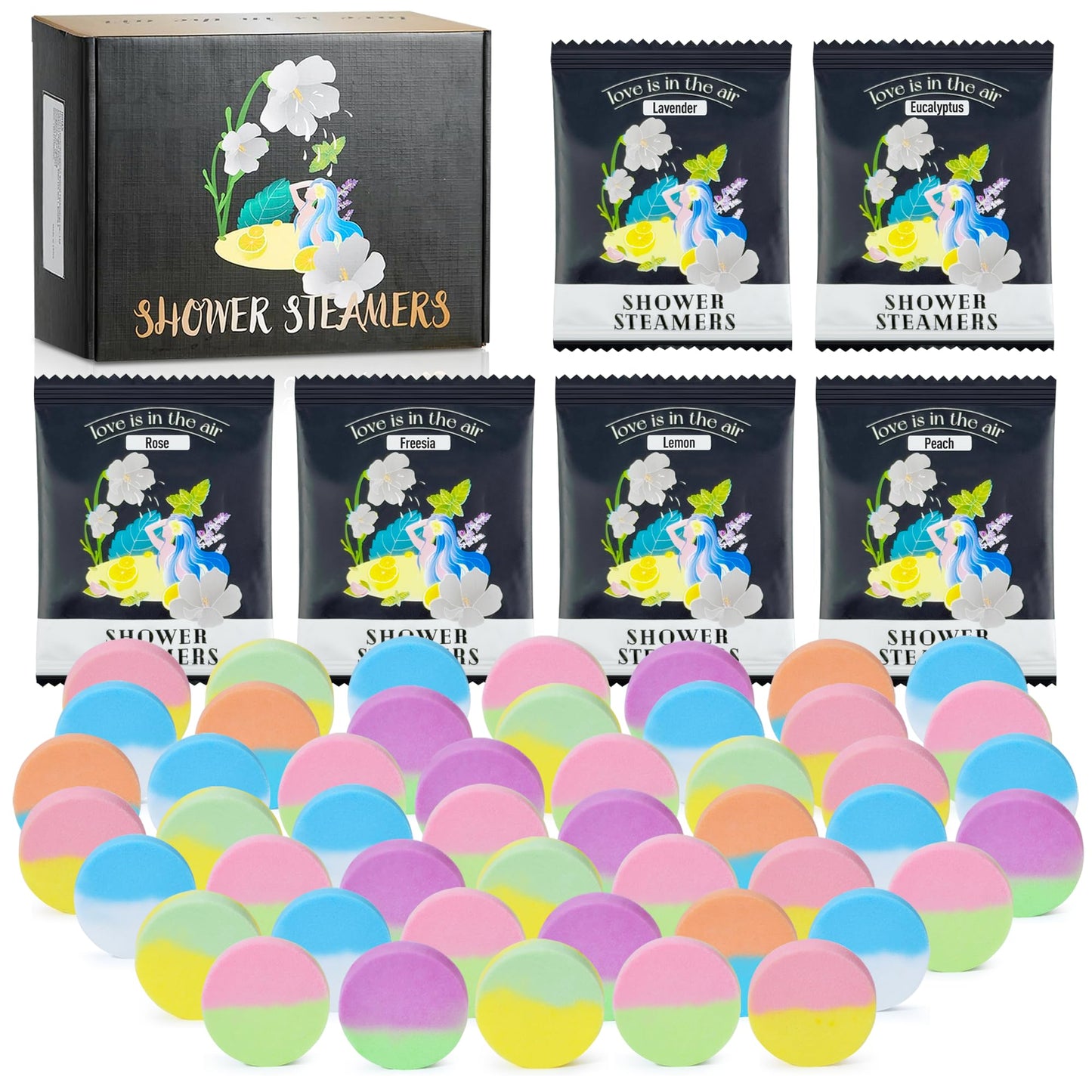 48pcs Aromatherapy Shower Steamers - Relaxation Birthday Christmas Set for Women and Men, Shower Bombs Tablets for Stress Relief and Self Care, Luxury Beauty and Personal Care HiHas