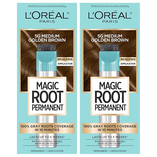 L'Oreal Paris Magic Root Permanent Hair Color Kit, 100% Gray Hair Coverage In Just 10 Minutes, Precision Brush Applicator for Seamless Application, 5G Beauty & Personal Care L'Oreal Paris