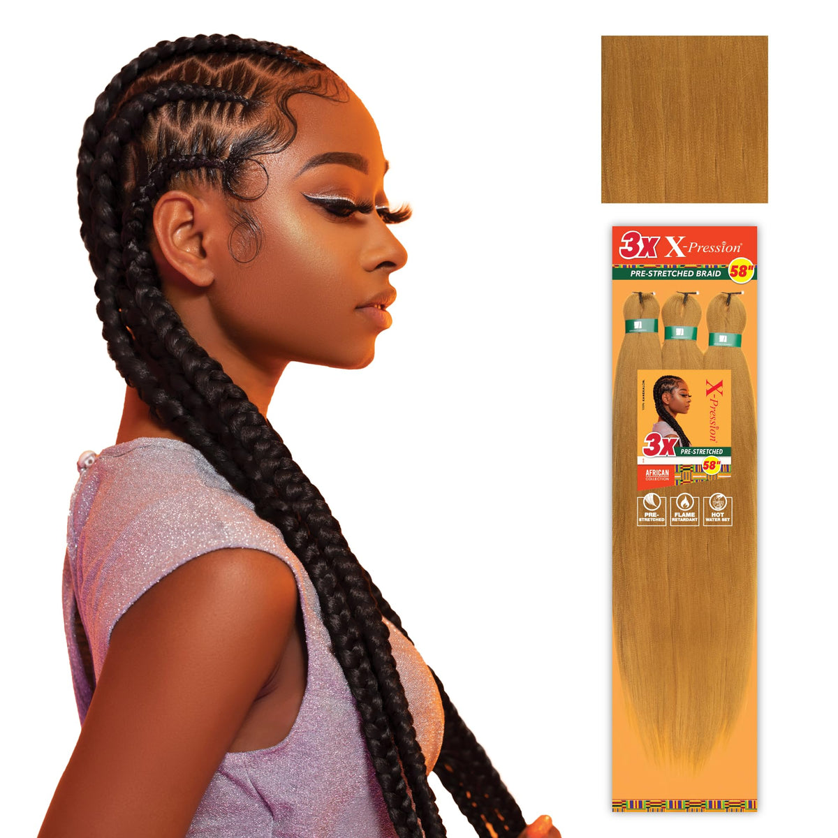 Sensationnel X-Pression Prestretched Braids-3X 58in,2pk 27 HONEYBLONDE