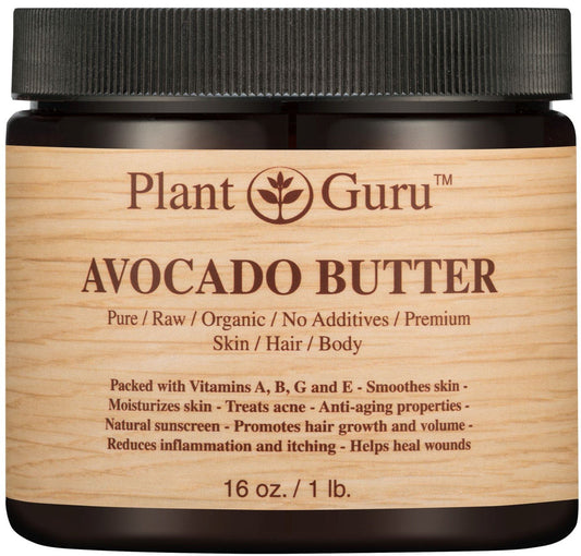 Avocado Body Butter 16 oz. 100% Pure Raw Fresh Natural Cold Pressed. Skin, Hair, Nail Moisturizer, DIY Creams, Balms, Lotions, Soaps. Beauty & Personal Care Plant Guru