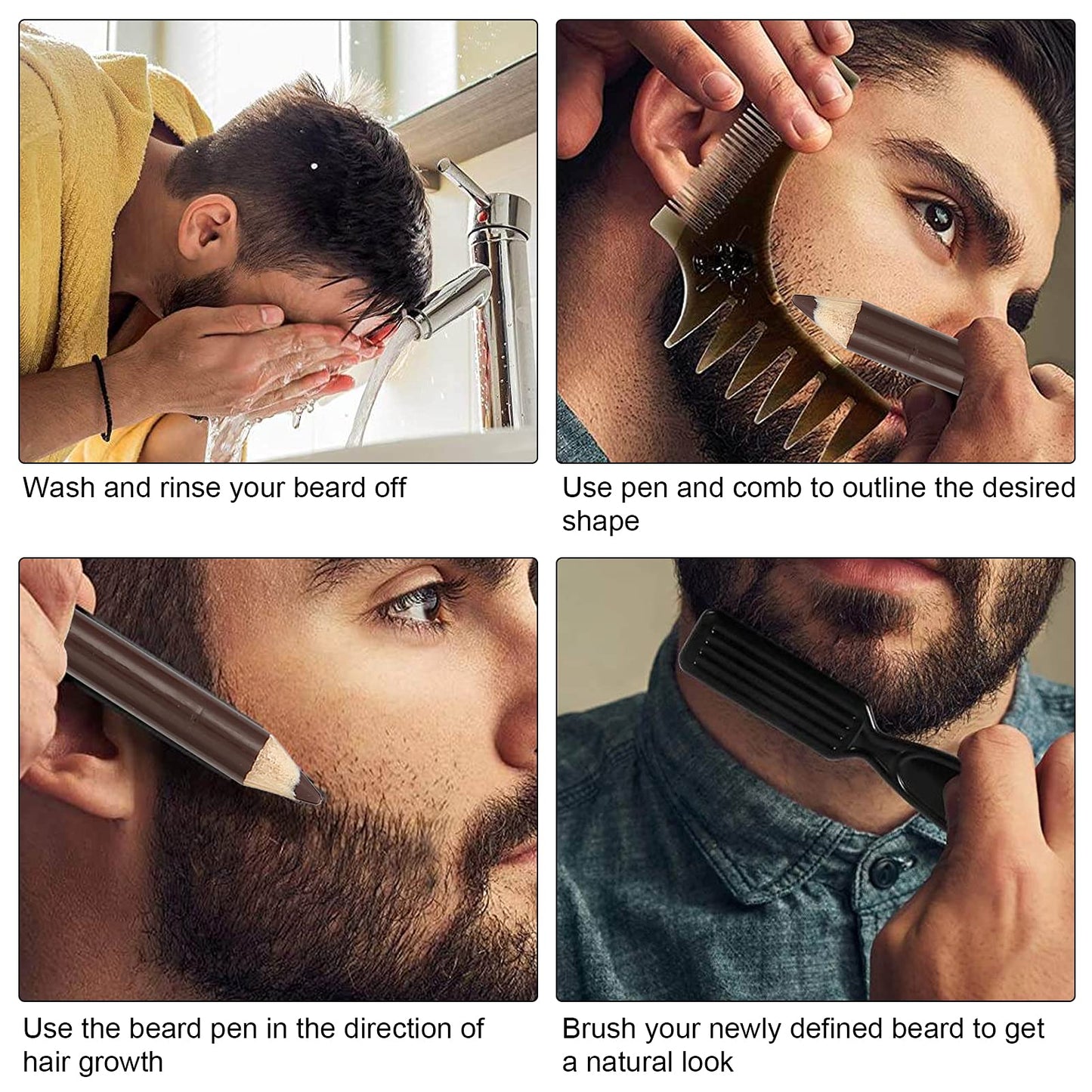 Beard Shaper and Styling Tool with Built-in Sharpener - Professional Hairline Razor Trace, Filler & Grooming Kit for Men's Beards Beauty and Personal Care Brrnoo