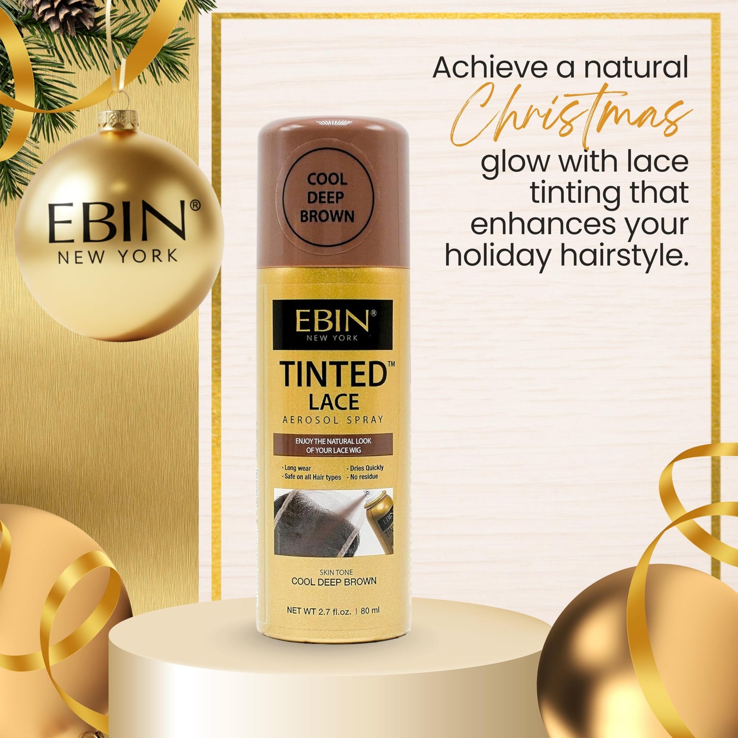 EBIN NEW YORK Tinted Lace Spray Cool Deep Brown | Quick Dry, Water Resistant & High Pigment Lace Tint for Wig | Even Spray, No Residue & Natural Beauty & Personal Care EBIN NEW YORK