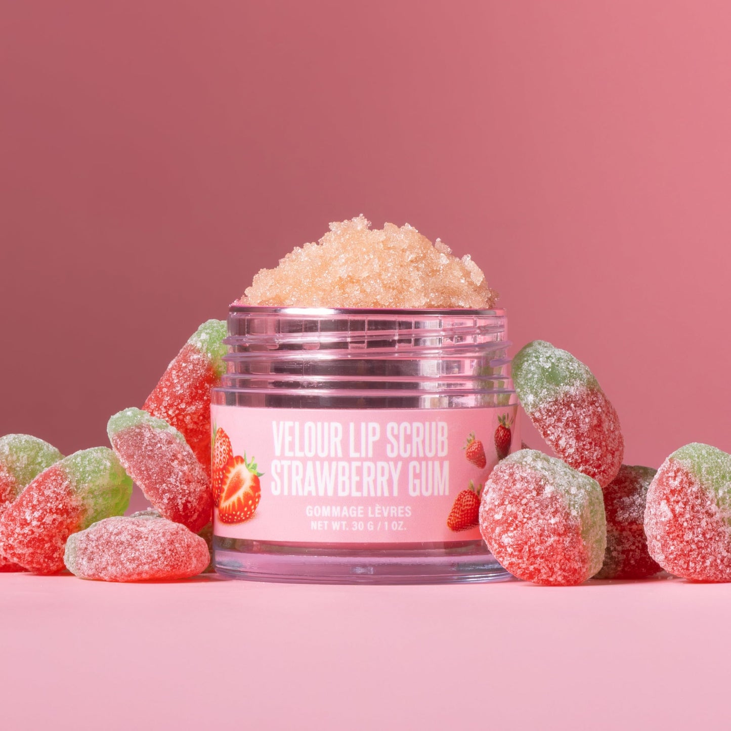 Jeffree Star Cosmetics Velour Lip Scrub, Exfoliating Sugar Lip Treatment, Cruelty-Free & Vegan, 30 G / 1 oz. (Strawberry Gum) Beauty and Personal Care Jeffree Star