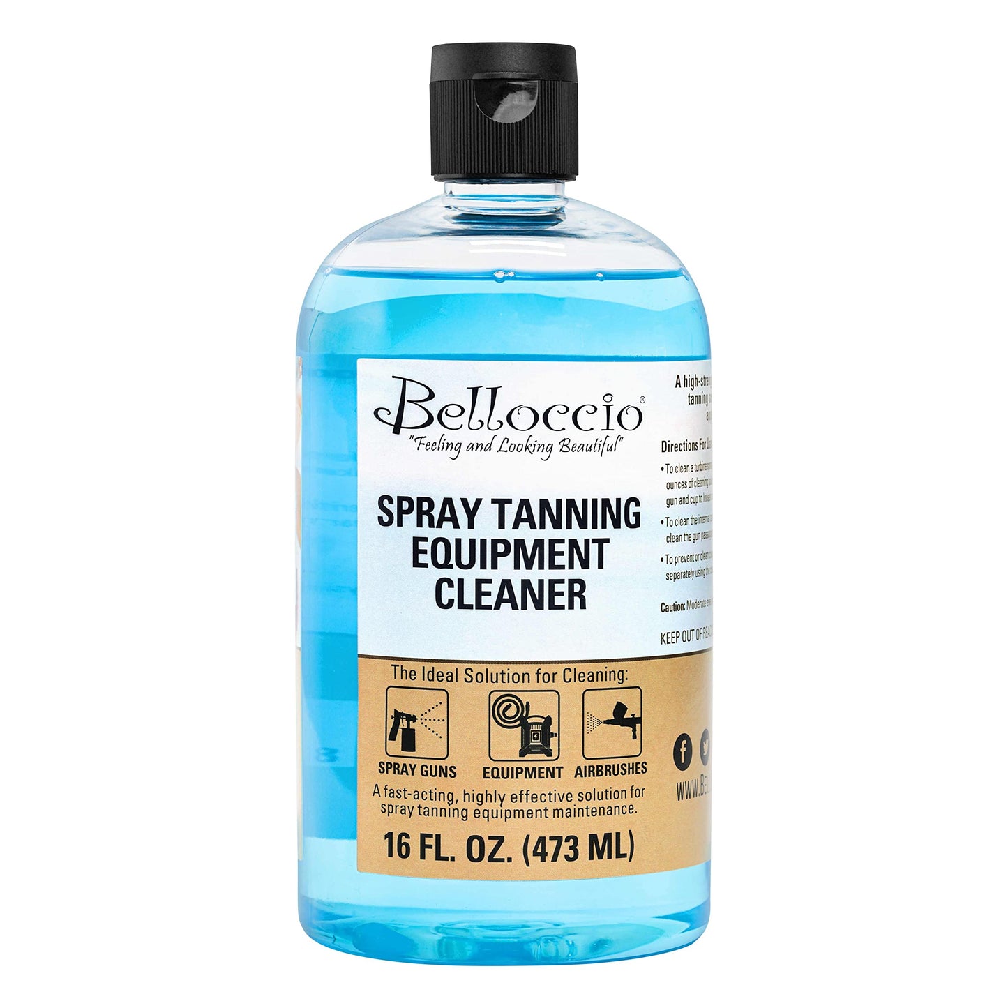 Belloccio Spray Tanning Equipment Cleaner, 16 Ounces - Fast Acting Cleaning Solution, Clean All Airbrush Spray Tanning Application Guns, Airbrushes Beauty & Personal Care Belloccio