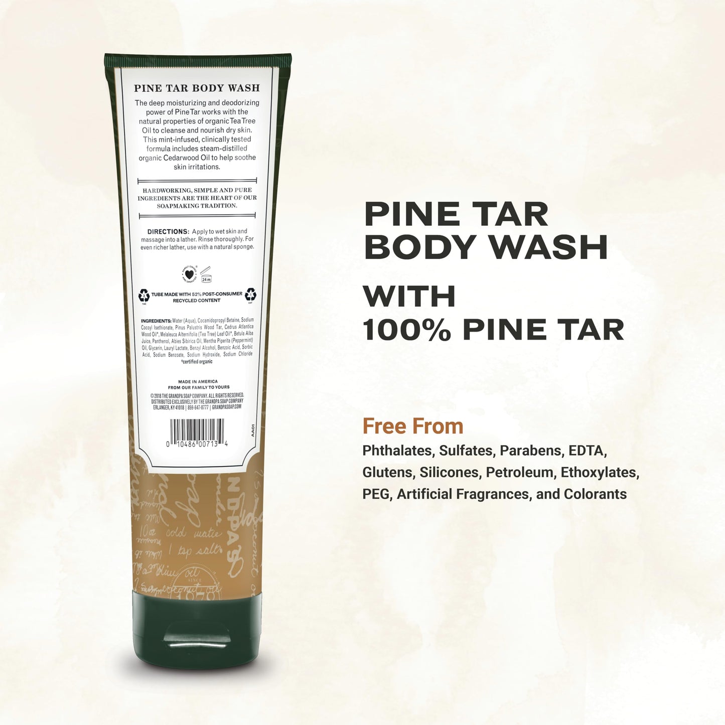 The Grandpa Soap Company Pine Tar Body Wash - Dermatologist Recommended to Cleanse & Moisturize Irritated Skin, Deodorizing Power, With Pine Tar & Tea Beauty & Personal Care The Grandpa Soap Company