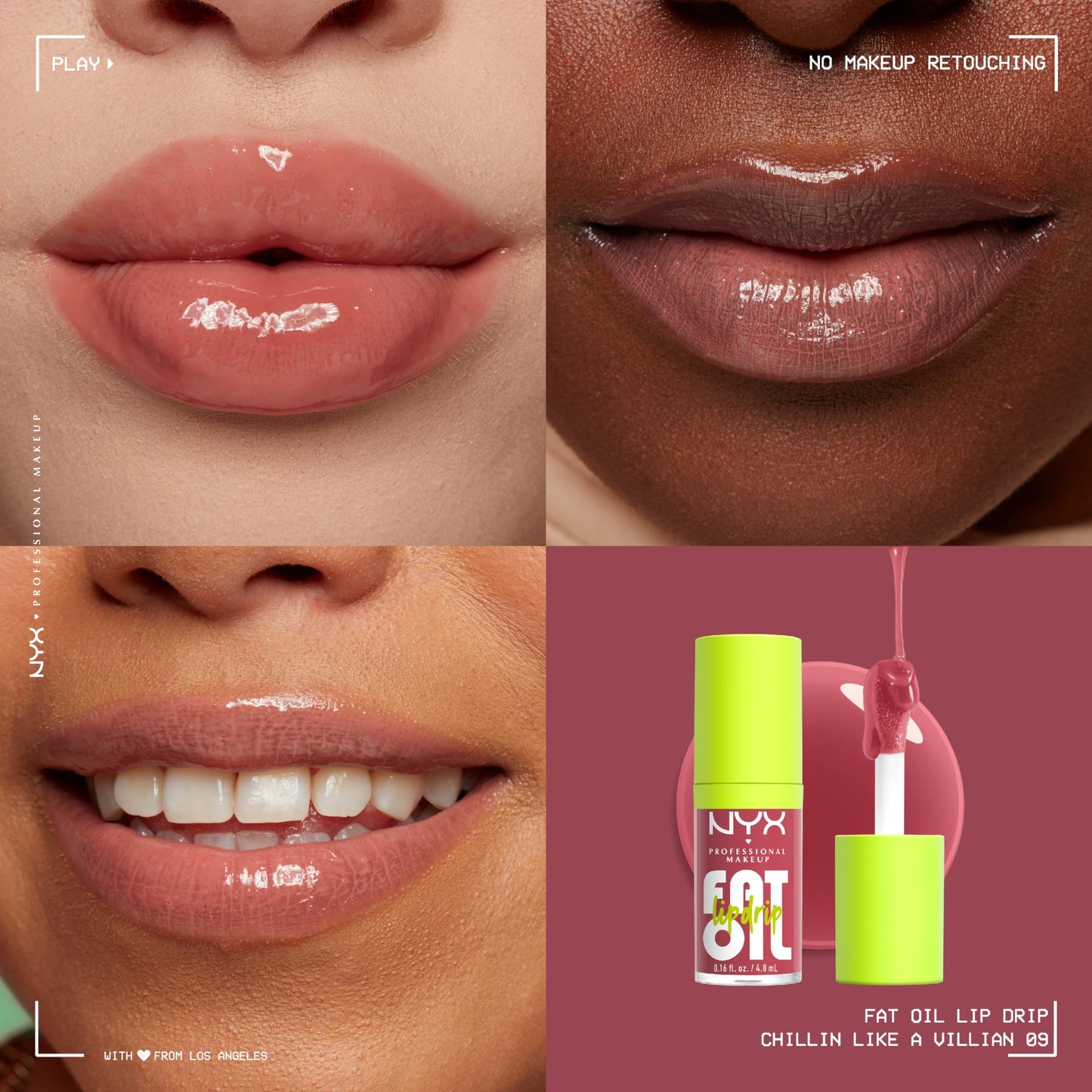 NYX PROFESSIONAL MAKEUP Fat Oil Lip Drip, Moisturizing, Shiny and Vegan Tinted Lip Gloss - Chillin Like a Villain (Pale Dusty Rose) Beauty & Personal Care NYX PROFESSIONAL MAKEUP