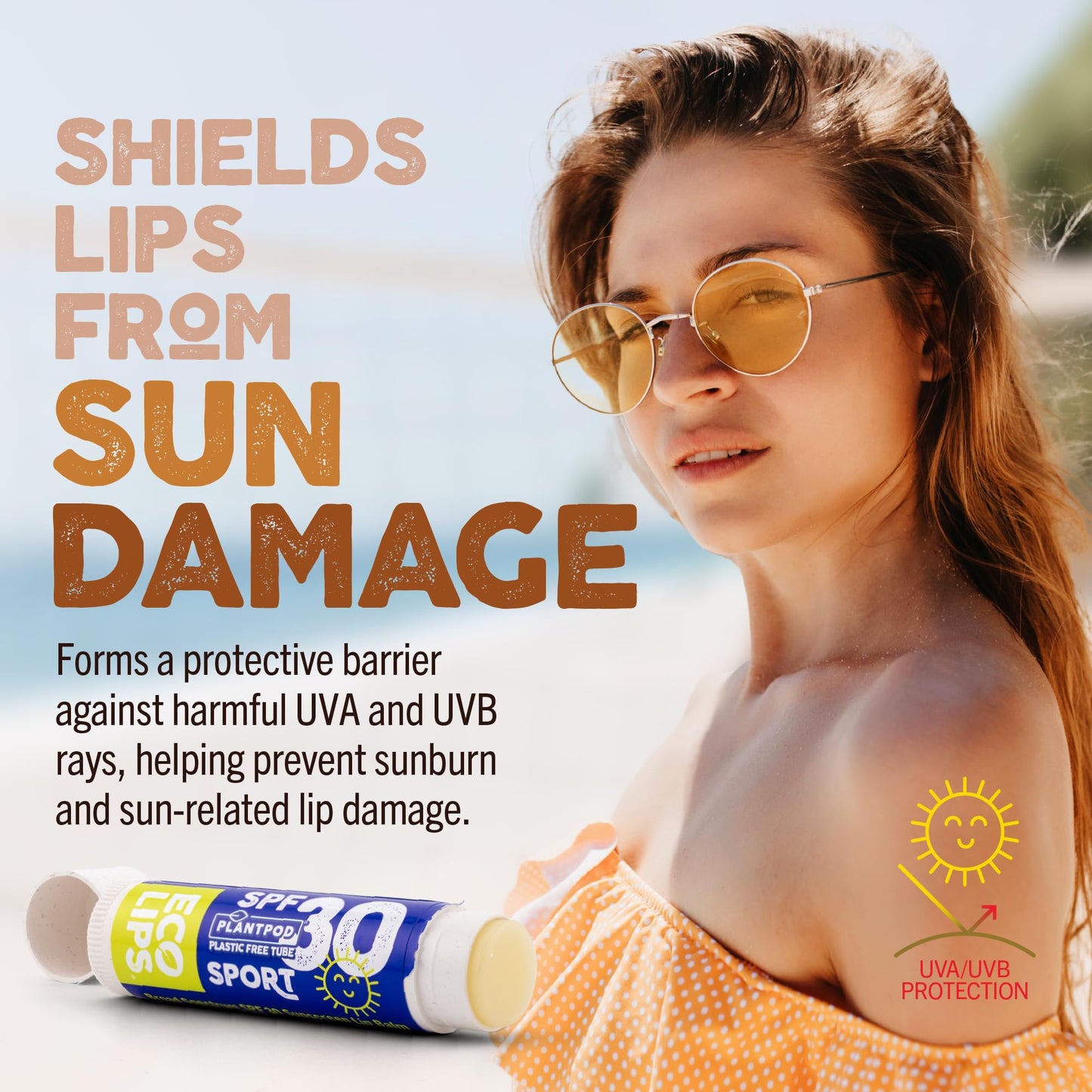 Eco Lips Classic Sport SPF 30 Broad Spectrum Sunscreen Lip Balm - 6-Pack (Classic Vanilla) | Organic Moisturizing Lip Protection | Made in USA Beauty & Personal Care Eco Lips