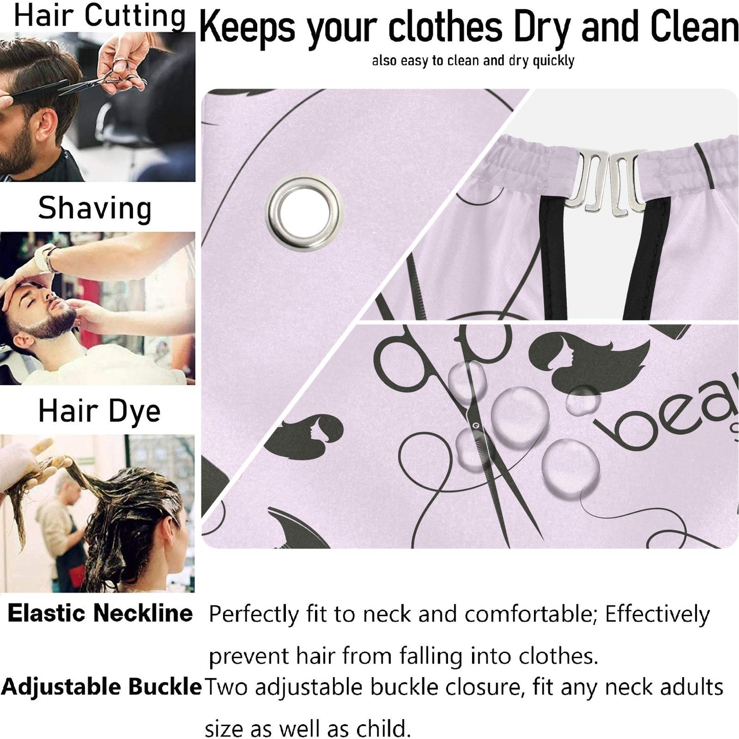 visesunny Beauty Salon Barber Stylist Hair Pattern Barber Cape Anti-Static Hair Cutting Cape with Snap Closure Professional Salon Polyester Beard Beauty and Personal Care visesunny