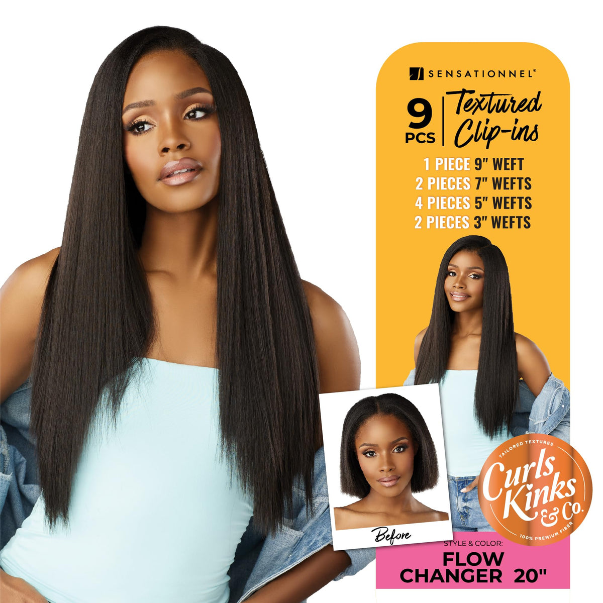 Sensationnel Curls Kinksandco Clip in-Flow Changer,20 inch, S4/27