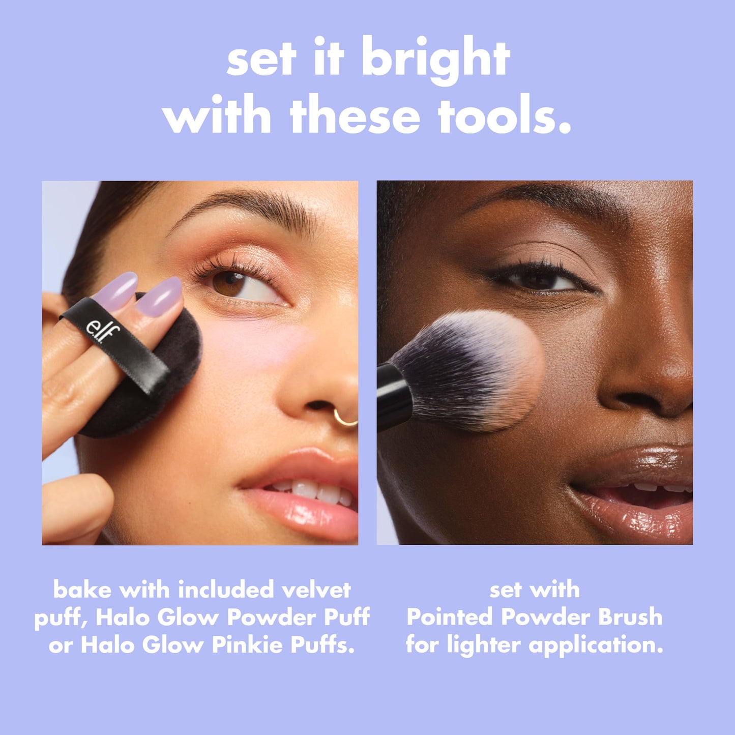 e.l.f. Set it Bright Powder Quad, Brightening Loose Setting Powder, Bakes, Blurs & Sets for Soft-Matte Radiance, Velvet Puff Included, Vegan Beauty and Personal Care e.l.f.