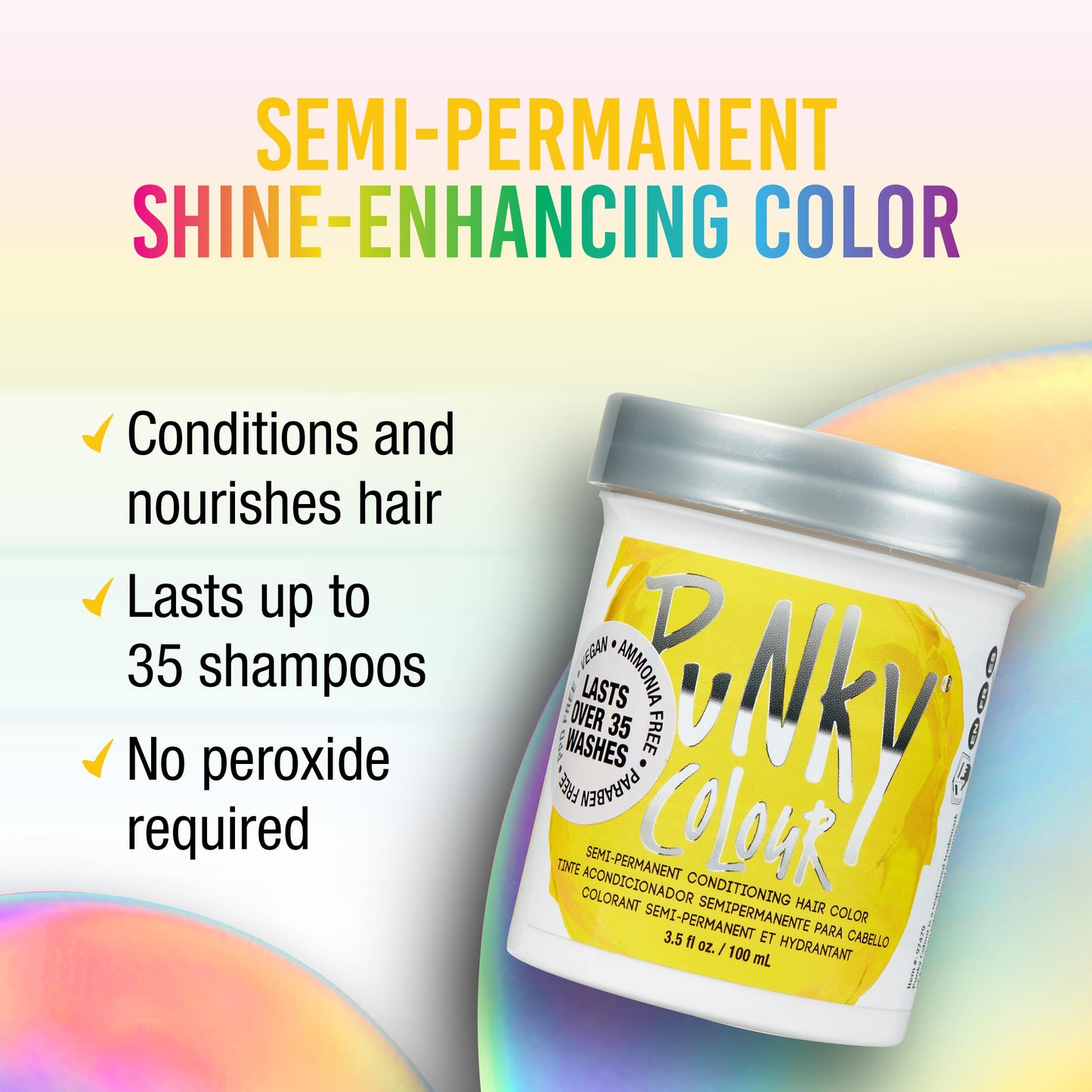 Punky Bright Yellow Semi Permanent Hair Color - Vegan & Cruelty-Free Conditioning Hair Dye, Lasts Up to 35 Washes, 3.5 fl oz Beauty & Personal Care Punky