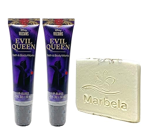 Bath & Body Works Disney Villains Collection Evil Queen 2 Pack Lip Gloss Bundle with a Natural Oats Sample Soap Beauty & Personal Care Bath & Body Works