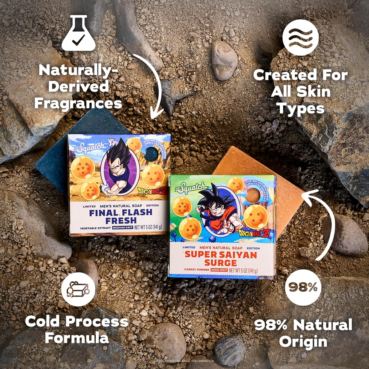 Dr. Squatch Natural Men's Bar Soap - Limited Edition Dragon Ball Z Gifts for Men - Natural Cold Process Soap Bar - Super Saiyan Surge + Final Flash Beauty & Personal Care Dr. Squatch