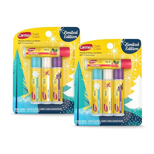 Carmex Daily Care Moisturizing Lip Balm Limited Edition Holiday Stick Pack in Sugar Plum, Candy Cane, Sugar Cookie and Merry Berry - 0.15 OZ each, 4 Beauty & Personal Care Carmex