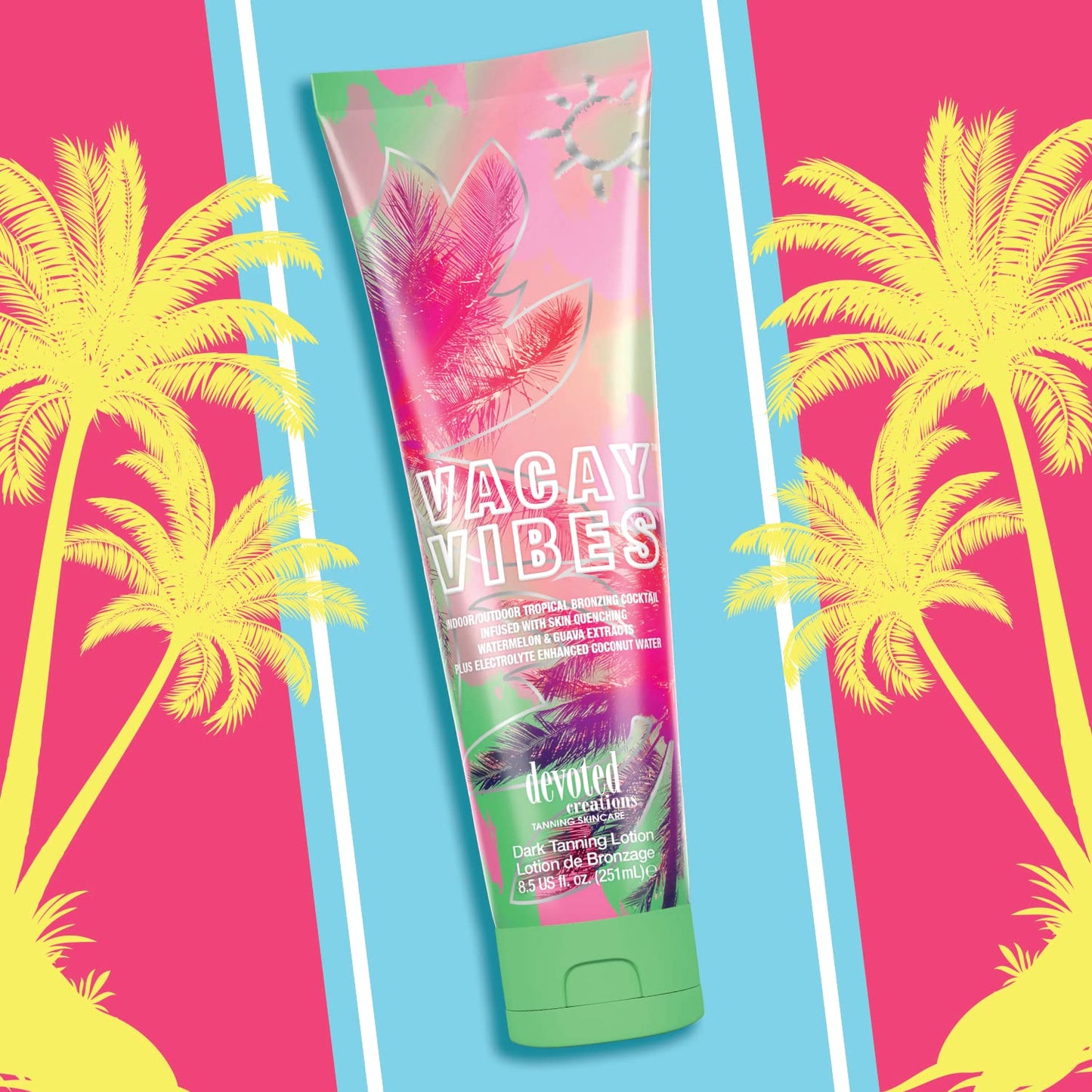 Devoted Creations Vacay Vibes Tanning Lotion - Indoor/Outdoor Tropical Bronzing Cocktail Infused with Skin Quenching Watermelon and Guava Extracts Beauty & Personal Care Devoted Creations