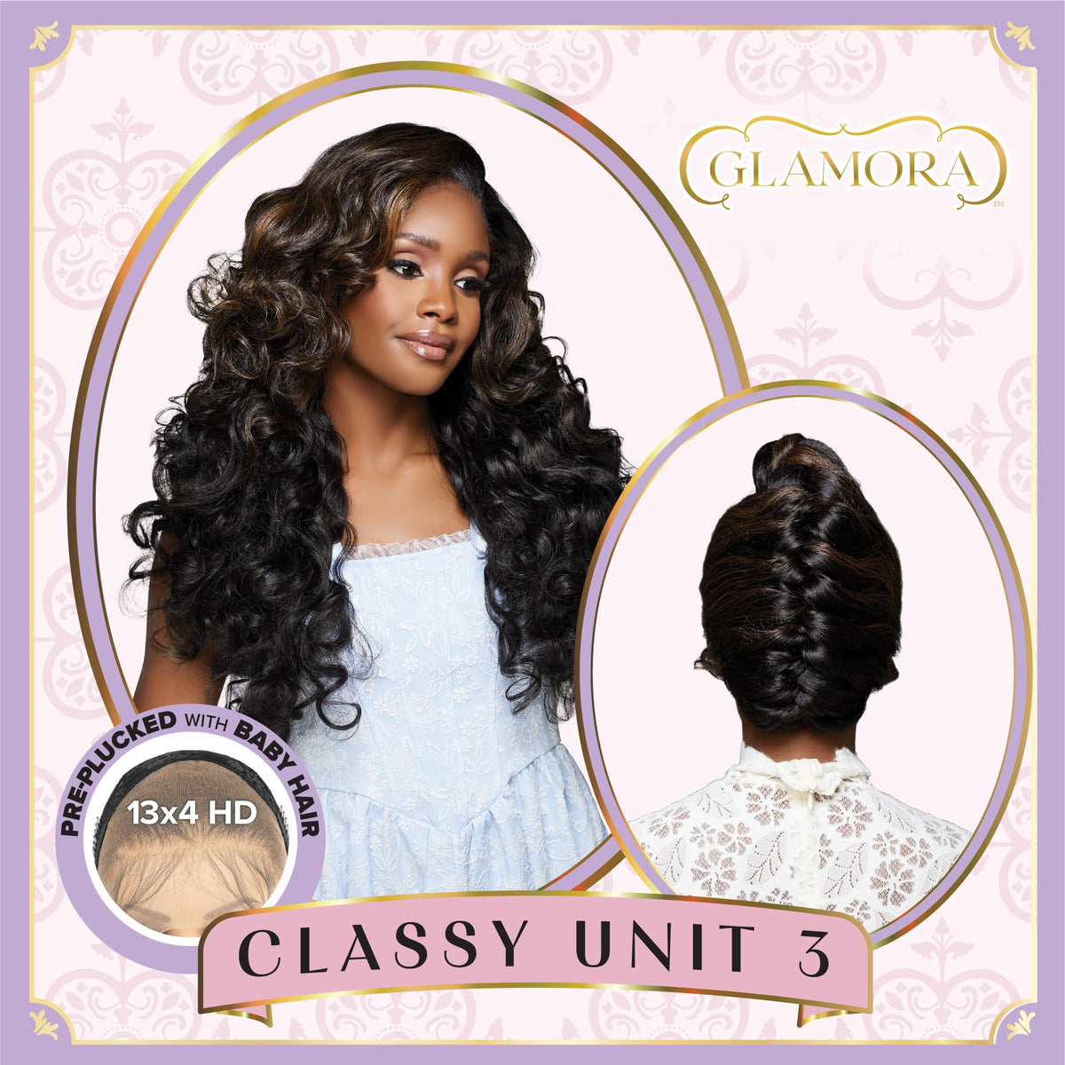 Sensationnel Glamora Lace Front Wig-Classy Unit 3, 1B OFFBLACK