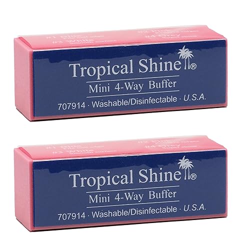 Tropical Shine Mini 4 Way Buffer Block - Professional Nail Buffering Block for Shaping, Smoothing, and Polishing Nails - Portable Nail Care (2 Pack) Beauty & Personal Care Tropical Shine