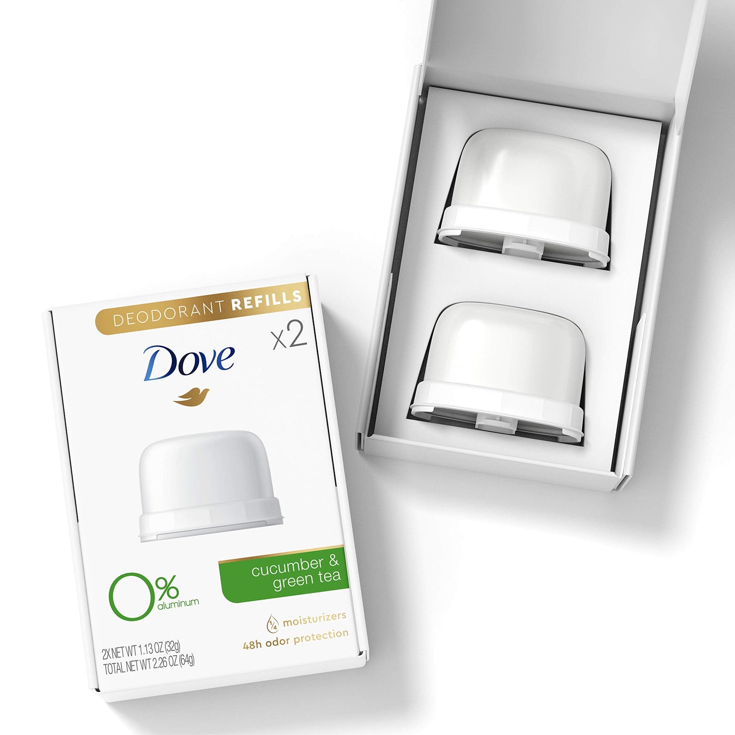 Dove Deodorant Refills Refill Kit 0% Aluminum Cucumber & Green Tea Aluminum Free Deodorant 1.13 oz Beauty and Personal Care Dove