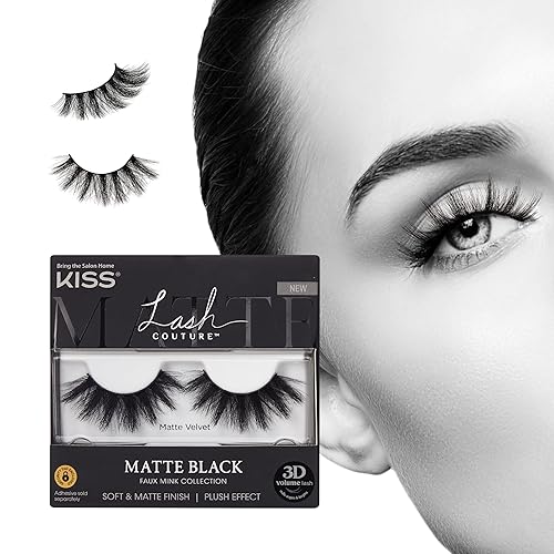 KISS Matte Black, False Eyelashes, 'Matte Velvet', 16mm, Includes 1 Pair Of Lash, Easy to Apply, Reusable Lash Clusters Beauty & Personal Care KISS