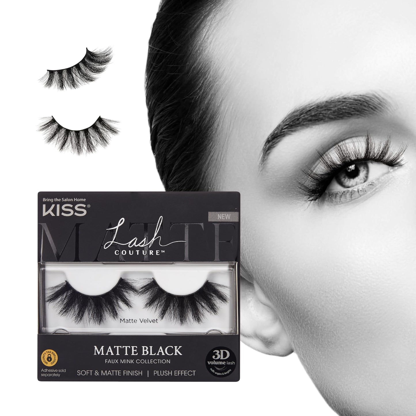 KISS Matte Black, False Eyelashes, 'Matte Velvet', 16mm, Includes 1 Pair Of Lash, Easy to Apply, Reusable Lash Clusters Beauty & Personal Care KISS