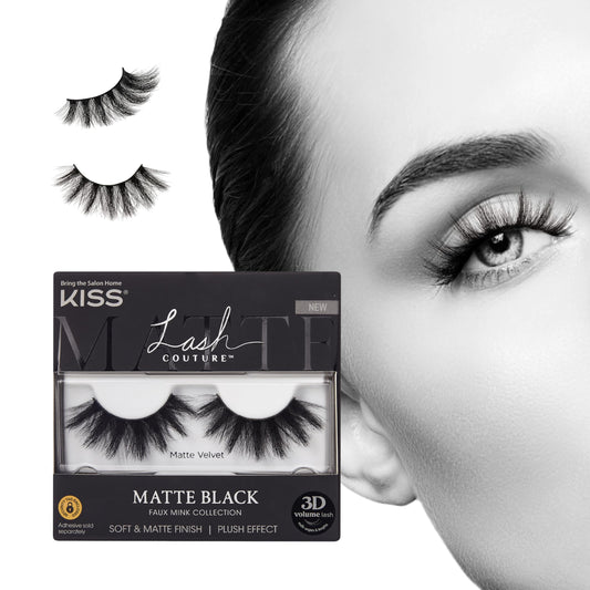 KISS Matte Black, False Eyelashes, 'Matte Velvet', 16mm, Includes 1 Pair Of Lash, Easy to Apply, Reusable Lash Clusters Beauty & Personal Care KISS