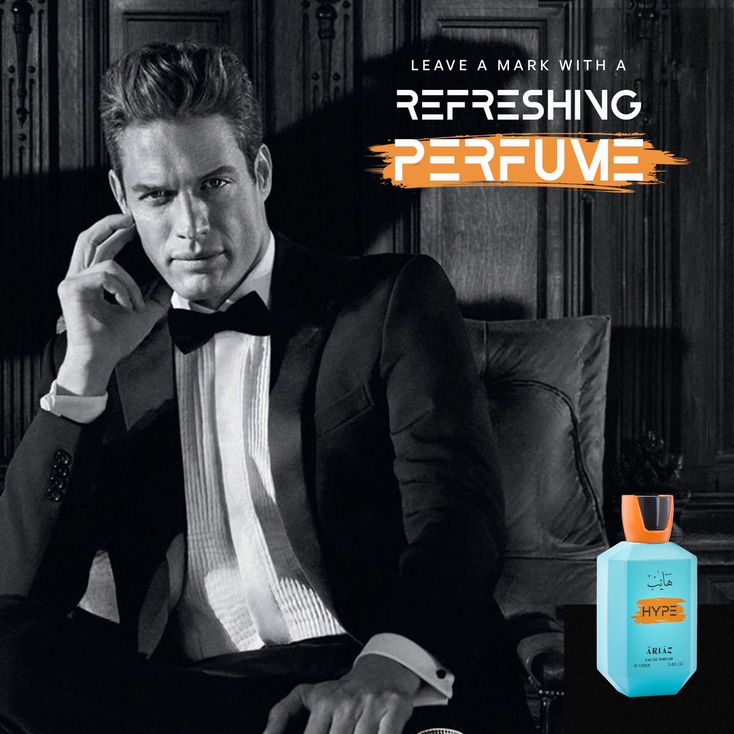 ARIAZ Hype Men's Eau De Parfum - Fresh Citrus & Woody Fragrance to Hold the Attention with Bergamot, Labdanum, Ginger & Ambroxan - Long Lasting Beauty & Personal Care ARIAZ