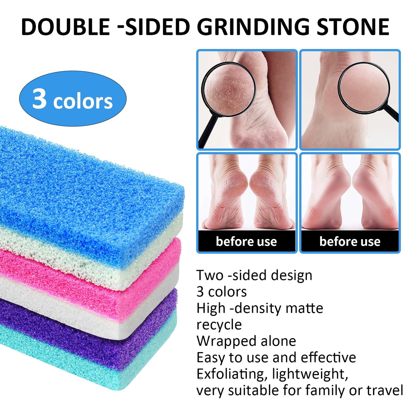 NYQIUGER 6Pcs Professional Pedicure Foot Pumice Stone for Feet Skin Callus Remover and Scrubber for Dead Skins Sided Beauty and Personal Care LEIFIRE