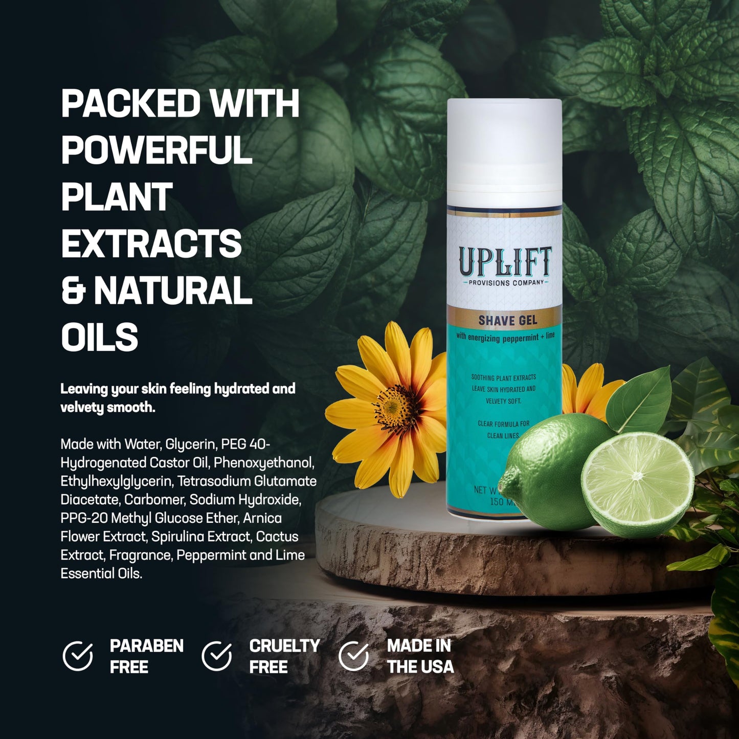 Uplift Provisions Clear Shaving Gel for Men & Women - Infused with Plant Extracts for an Ultra-Smooth Shave, Leaving Skin Hydrated, Velvety Soft, Beauty and Personal Care Uplift Provisions Company