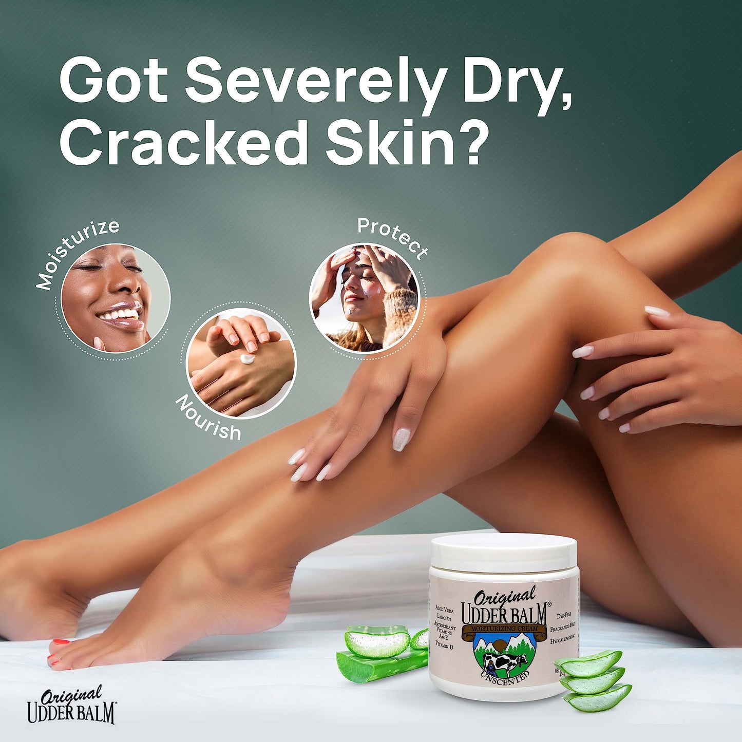 Original Udder Balm Unscented Jar - Made in USA - Hypoallergenic, Dry Skin Relief for Hands, Feet & Face, Moisturizer for Sensitive, Cracked Dry Skin Beauty & Personal Care Original Udder Balm