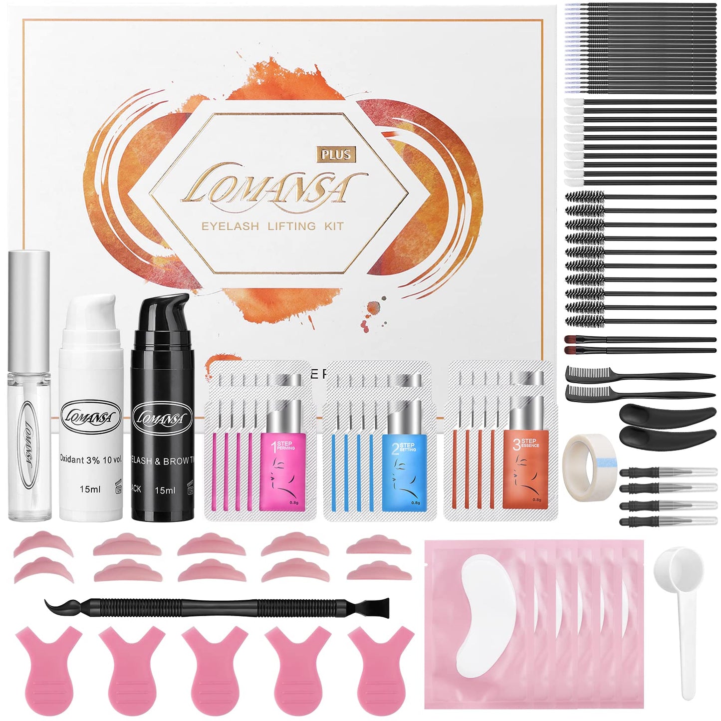 Lomansa Lash Lift and Black Kit, Instant Fuller Eyelash Lift Brow Lamination Kit with Black Colors, Fast Quick Lifting and Voluminous Coloring Beauty & Personal Care Lomansa