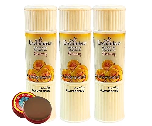 Enchanteur Charming Perfumed Powder 125g (3 Packs) | with 1 Free Essential hot Balm Beauty & Personal Care Flavor Spice