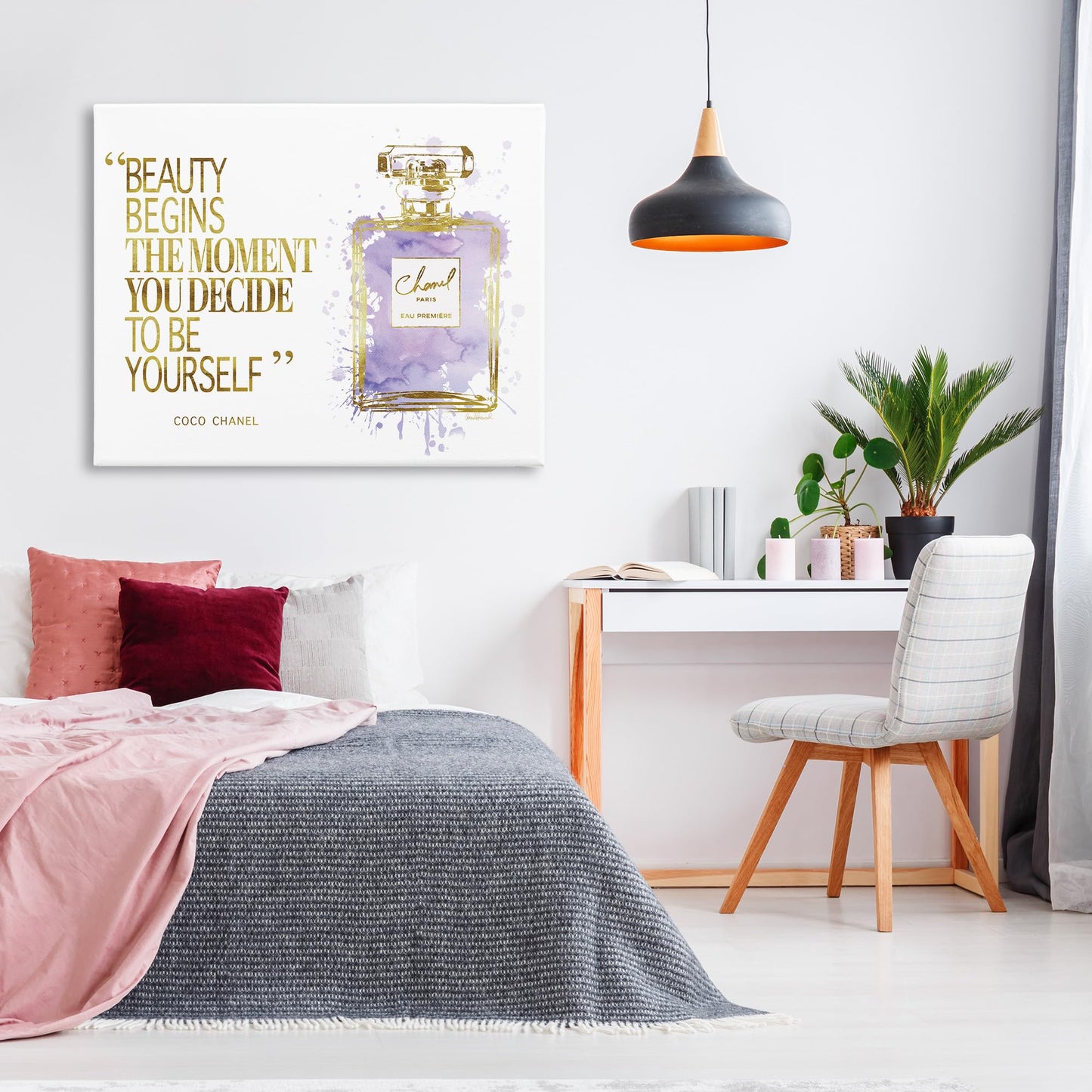 Stupell Industries Beauty Begins Designer Quote Purple Glam Perfume Bottle, Design by Amanda Greenwood Beauty & Personal Care Stupell Industries
