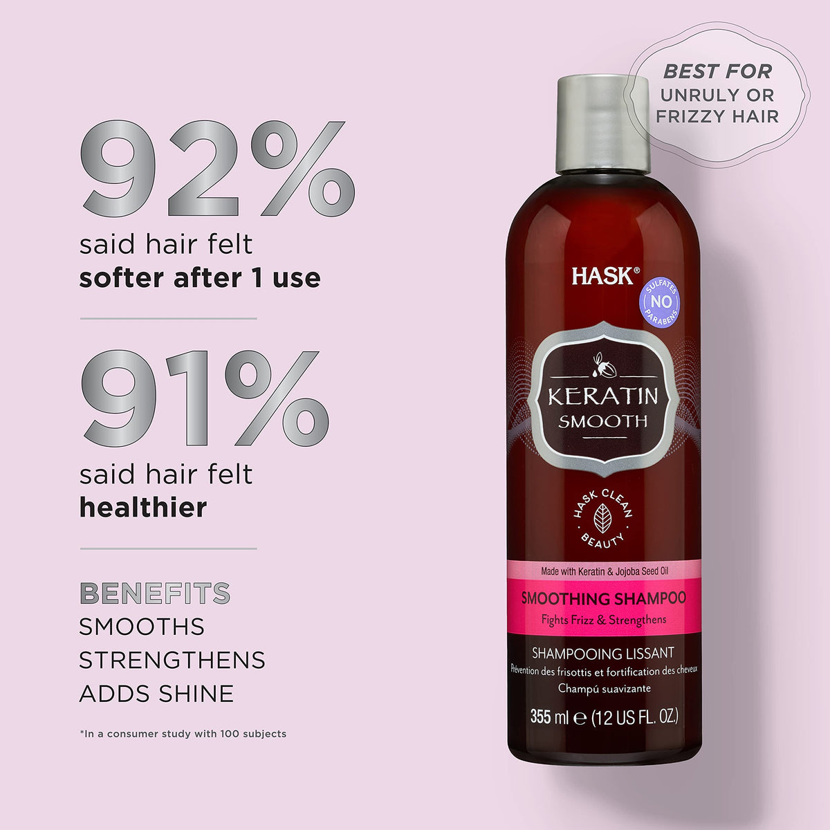 HASK Keratin Protein Smoothing Shampoo - 12 Fl Oz