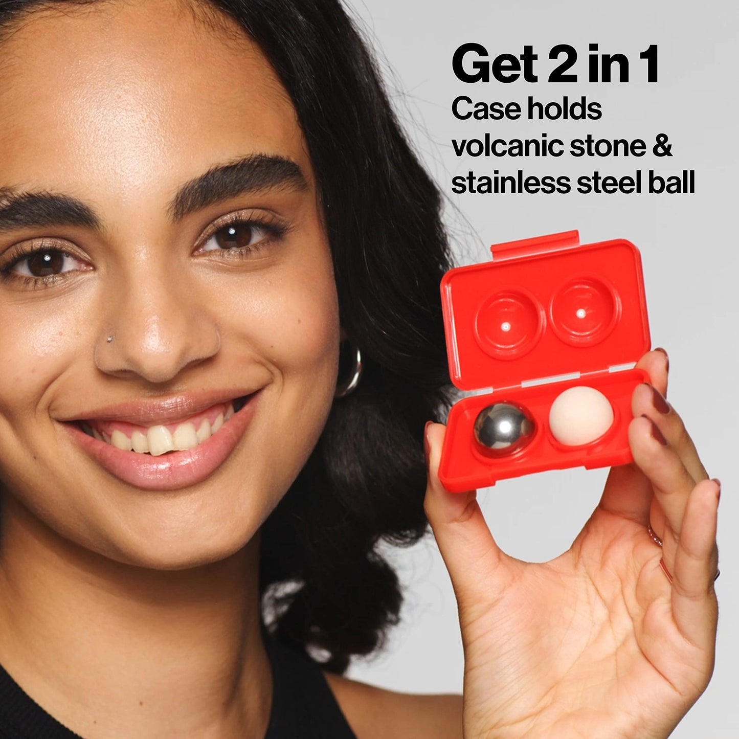 Revlon Oil Absorbing & Cooling Facial Roller Refill Pack with Volcanic & Stainless Steel Stones in Storage Case, Eco-Friendly, Easy to Clean, 1 count Beauty & Personal Care REVLON