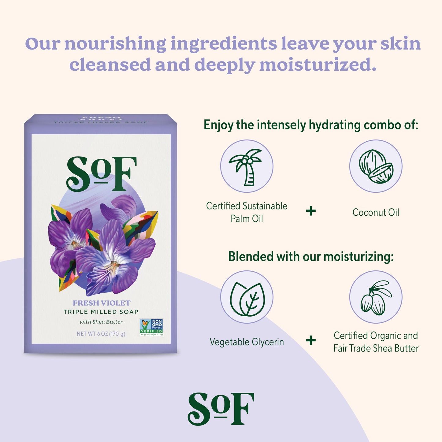 South Of France SoF Triple Milled Bar Soap - With Coconut Oil & Organic Shea Butter- Vegan & Non GMO- Free From Phthalates, Sulfates & Parabens- Fresh Beauty & Personal Care South Of France
