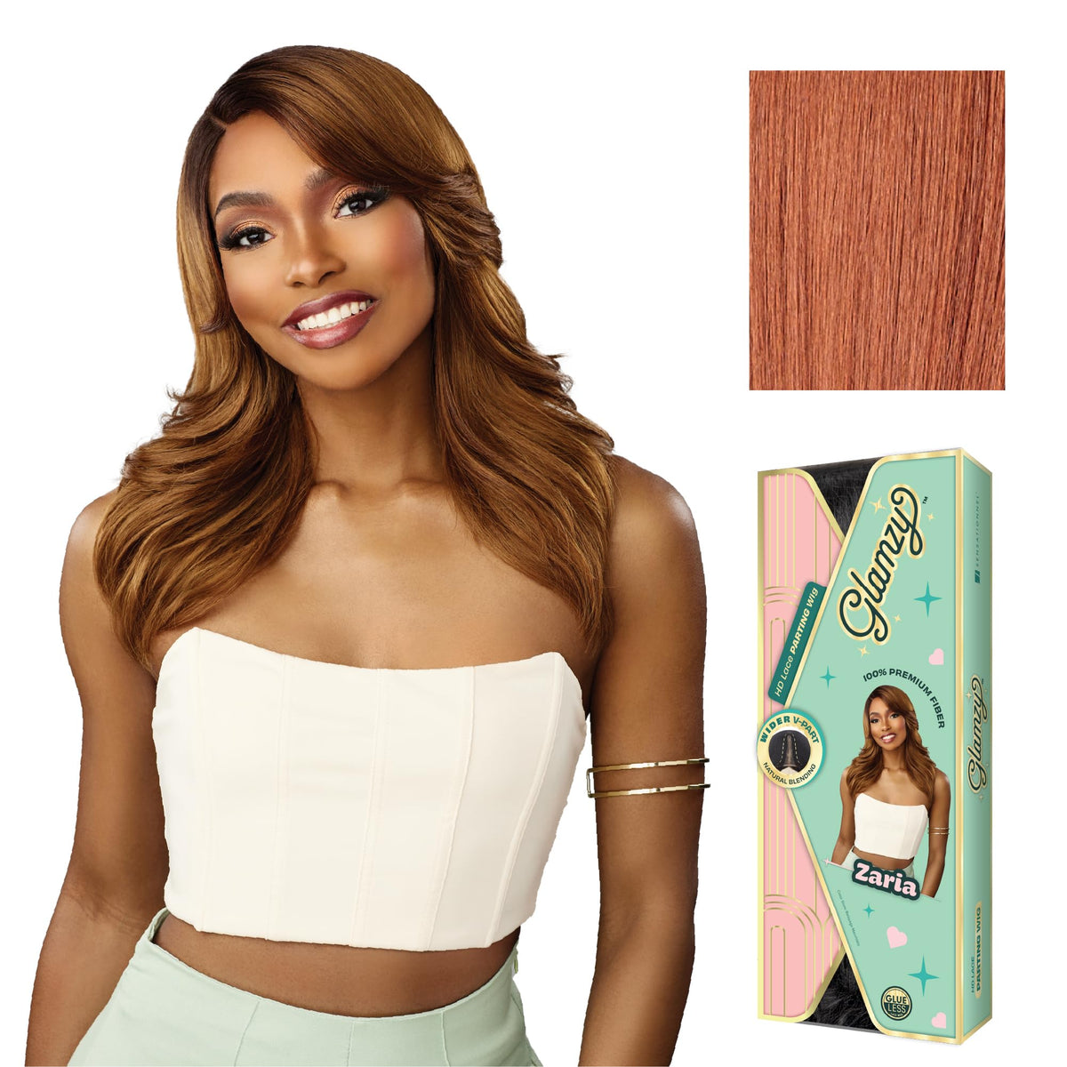 Sensationnel Glamzy Lace Part Wig-Zaria, CHOCOLATECOPPER