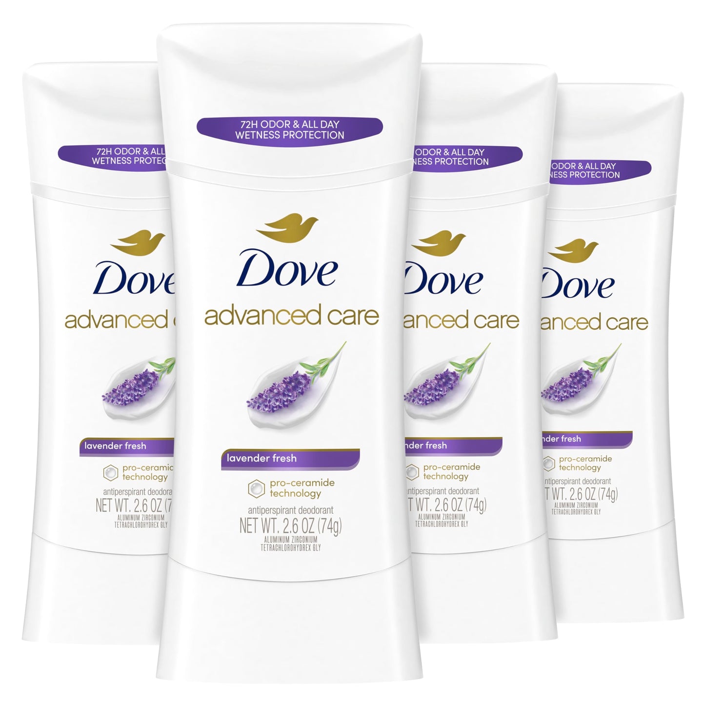Dove Advanced Care Antiperspirant Deodorant Stick Lavender Fresh 4 ct for helping your skin barrier repair72 hr odor control and sweat protection Beauty and Personal Care Dove