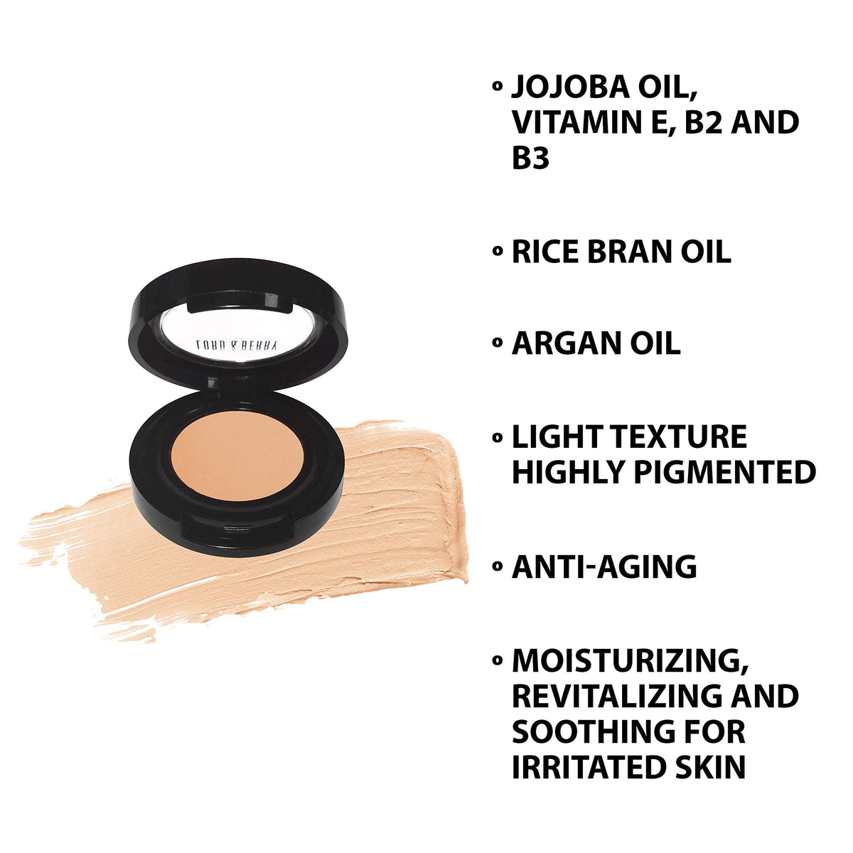 Lord and Berry FLAWLESS Compact Cream Concealer Foundation With Enriched Vitamin E, B2 and B3, Cool Sand Beauty & Personal Care Lord & Berry