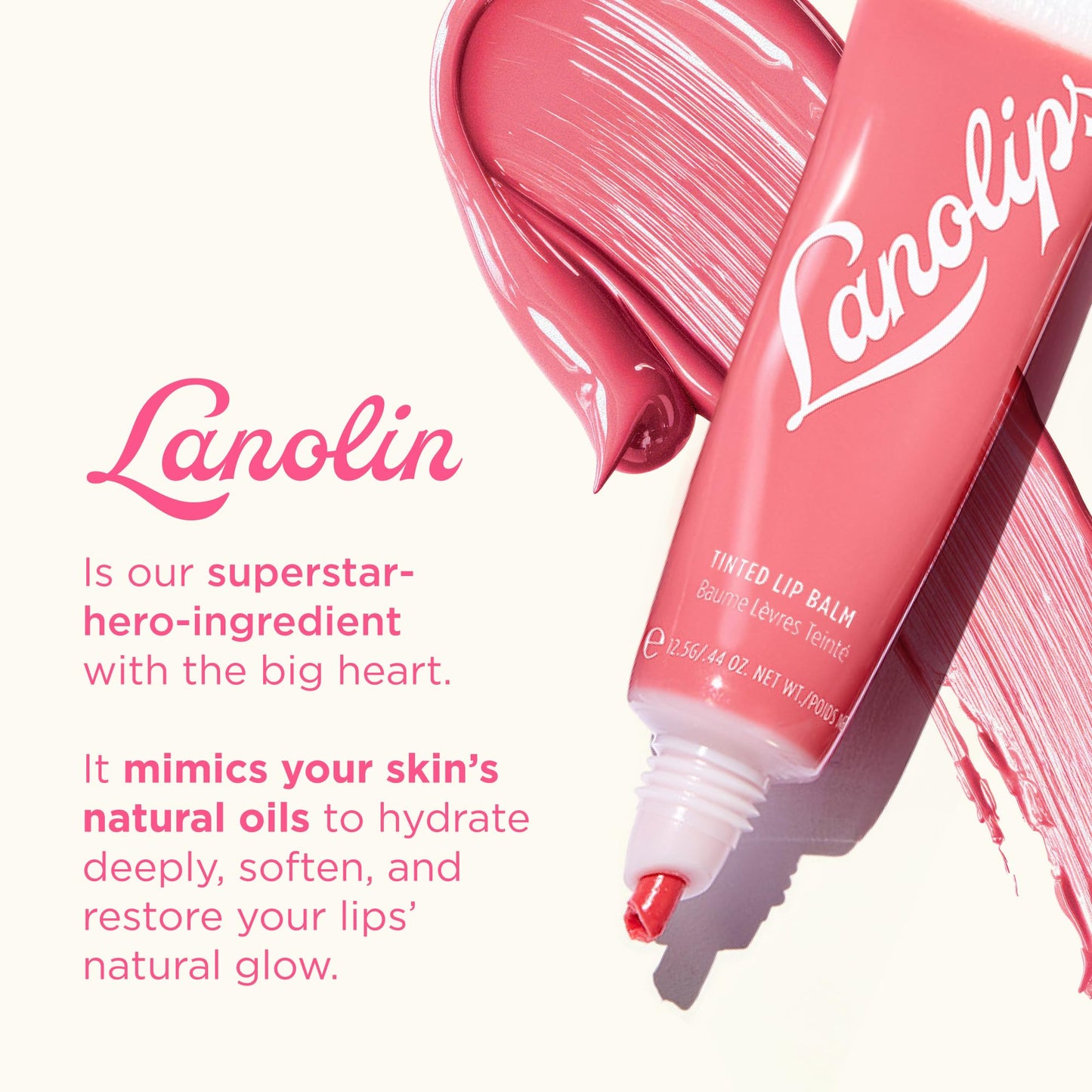 Lanolips Tinted Lip Balm - Moisturizing, Color-Tinted Balm with Lanolin & Vitamin E for Dull, Dry, Cracked Lips, Rhubarb (12.5g / 0.44oz) Beauty and Personal Care Lanolips