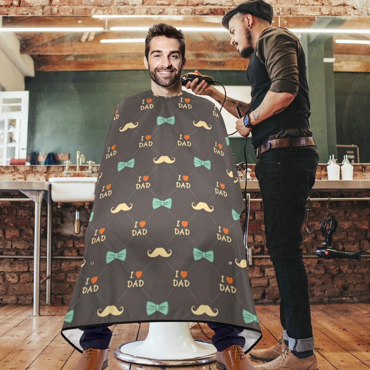 visesunny Happy Father's Day Greeting Design Bow Mustache And Love Dad Barber Cape Anti-Static Hair Cutting Cape with Snap Closure Professional Salon Beauty and Personal Care visesunny