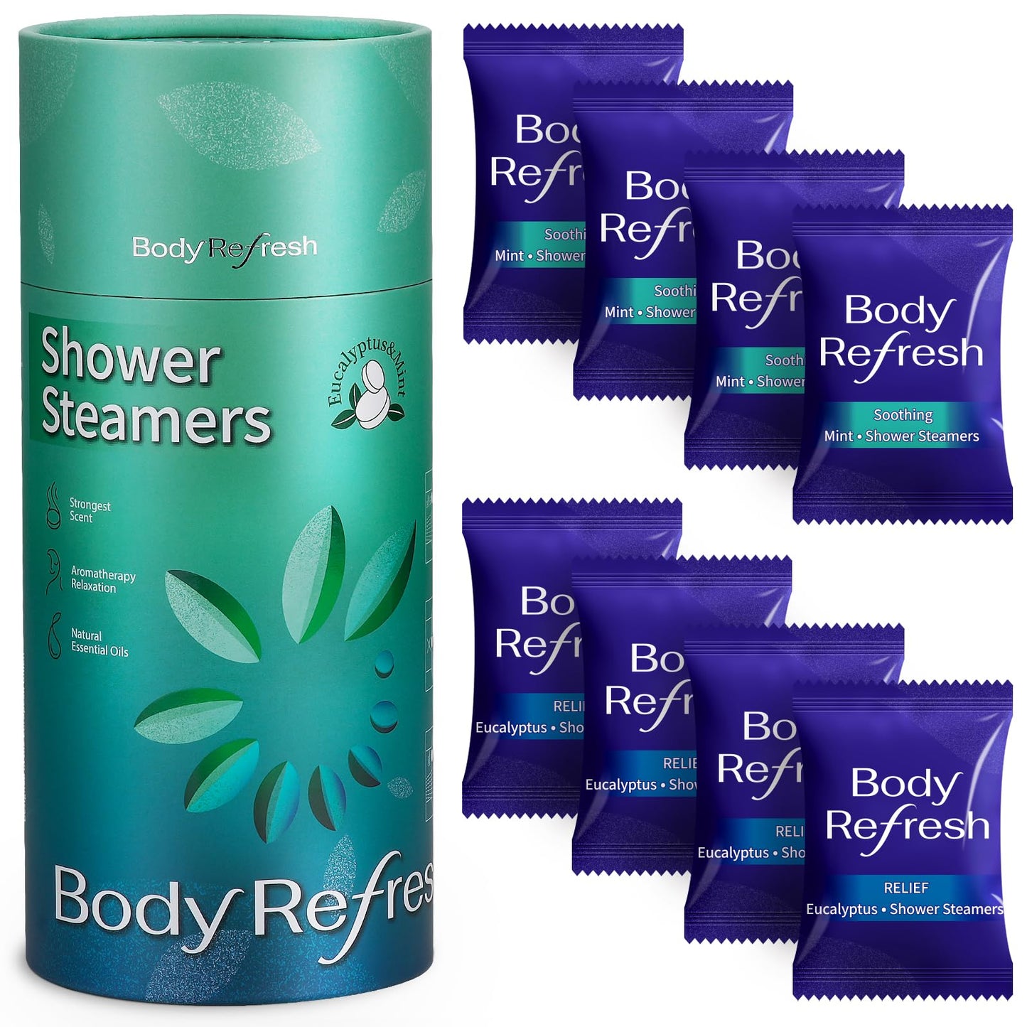 Shower Steamers Aromatherapy - 8 Pack Shower Bombs with Essential Oils, Eucalyptus for Shower? Eucalyptus Mint Shower Steamer for Women Men, Stress Beauty and Personal Care BodyRefresh
