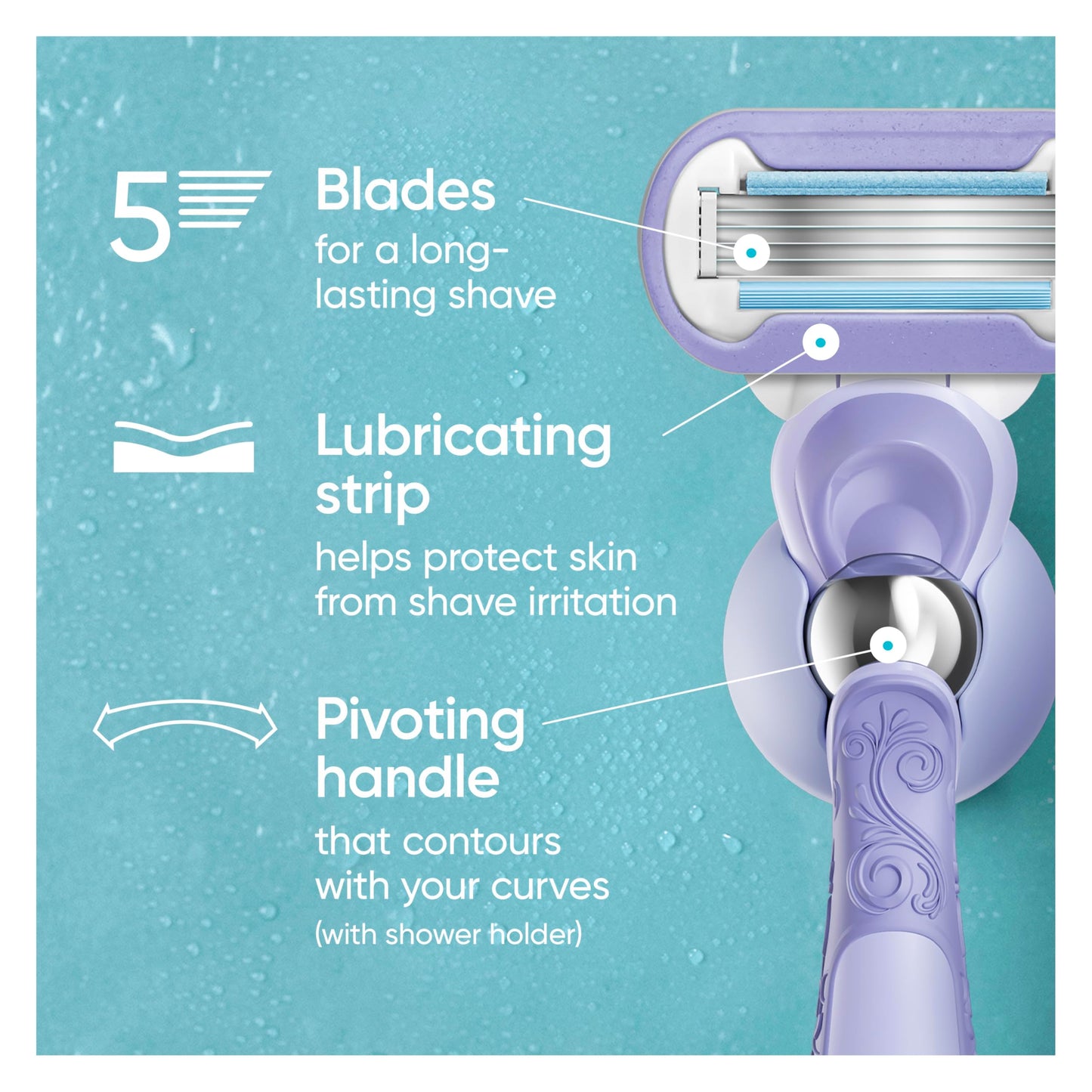 Gillette Venus Deluxe Smooth Swirl Women's Razor Handle + 2 Blade Refills Beauty and Personal Care Gillette Venus