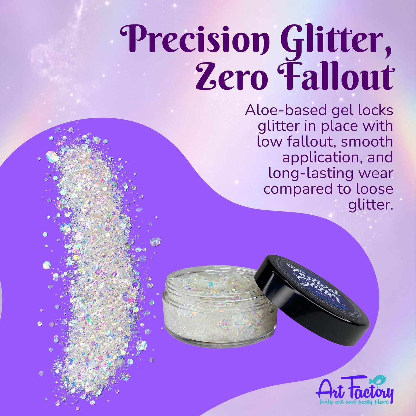 Art Factory Snowflake Iridescent Clear Body Glitter Gel - Chunky Cosmetic Glitter for Face, Hair & Body - Festival Rave Makeup, Long Wear Hair Glitter Beauty & Personal Care Art Factory
