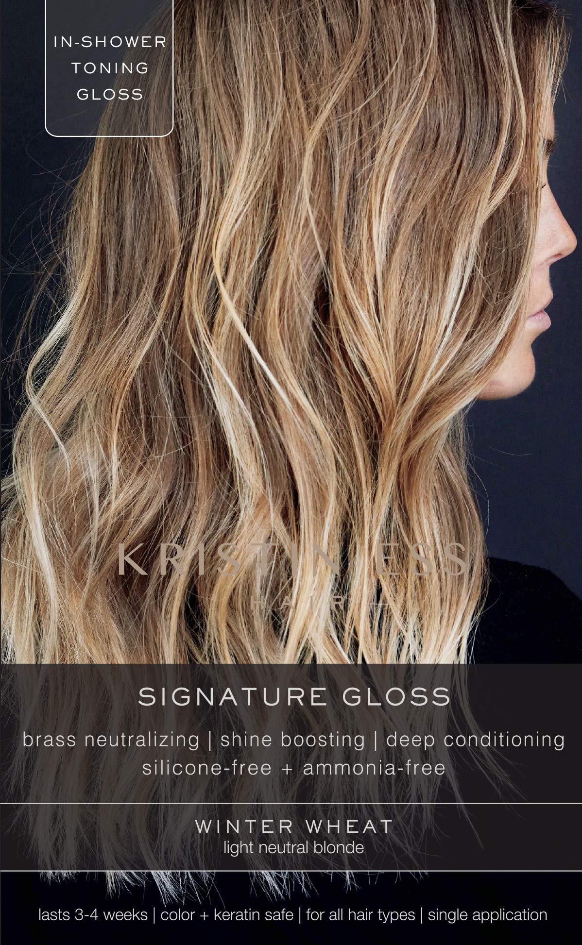 Kristin Ess Hair Gloss in Winter Wheat Light Neutral Blonde - 4 Wk Semi Permanent Hair Color for Women - Light Blonde Color Depositing Conditioner Beauty & Personal Care Kristin Ess