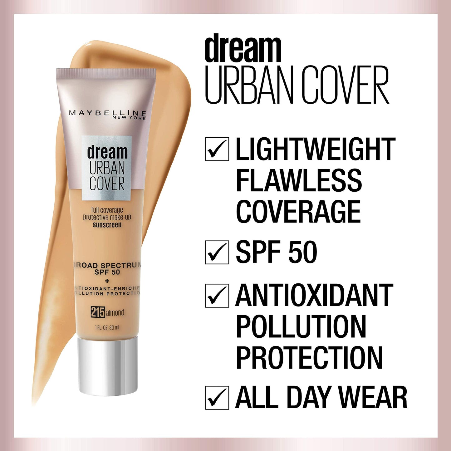 Maybelline Dream Urban Cover Flawless Coverage Foundation Makeup, SPF 50, Java Beauty & Personal Care MAYBELLINE
