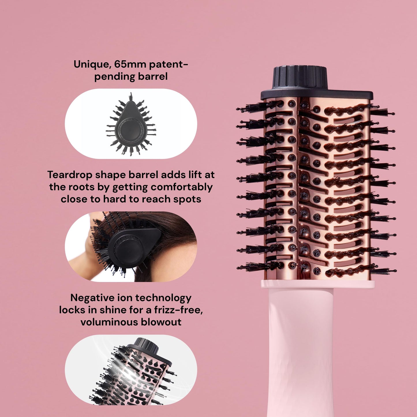 L'ANGE HAIR Le Volume Elevé 65MM 2-in-1 Titanium Brush Dryer | Dry and Style | Unique Teardrop Shape Barrel | 3 Heat Settings | 360° Vented Airflow | Beauty and Personal Care L'ANGE HAIR