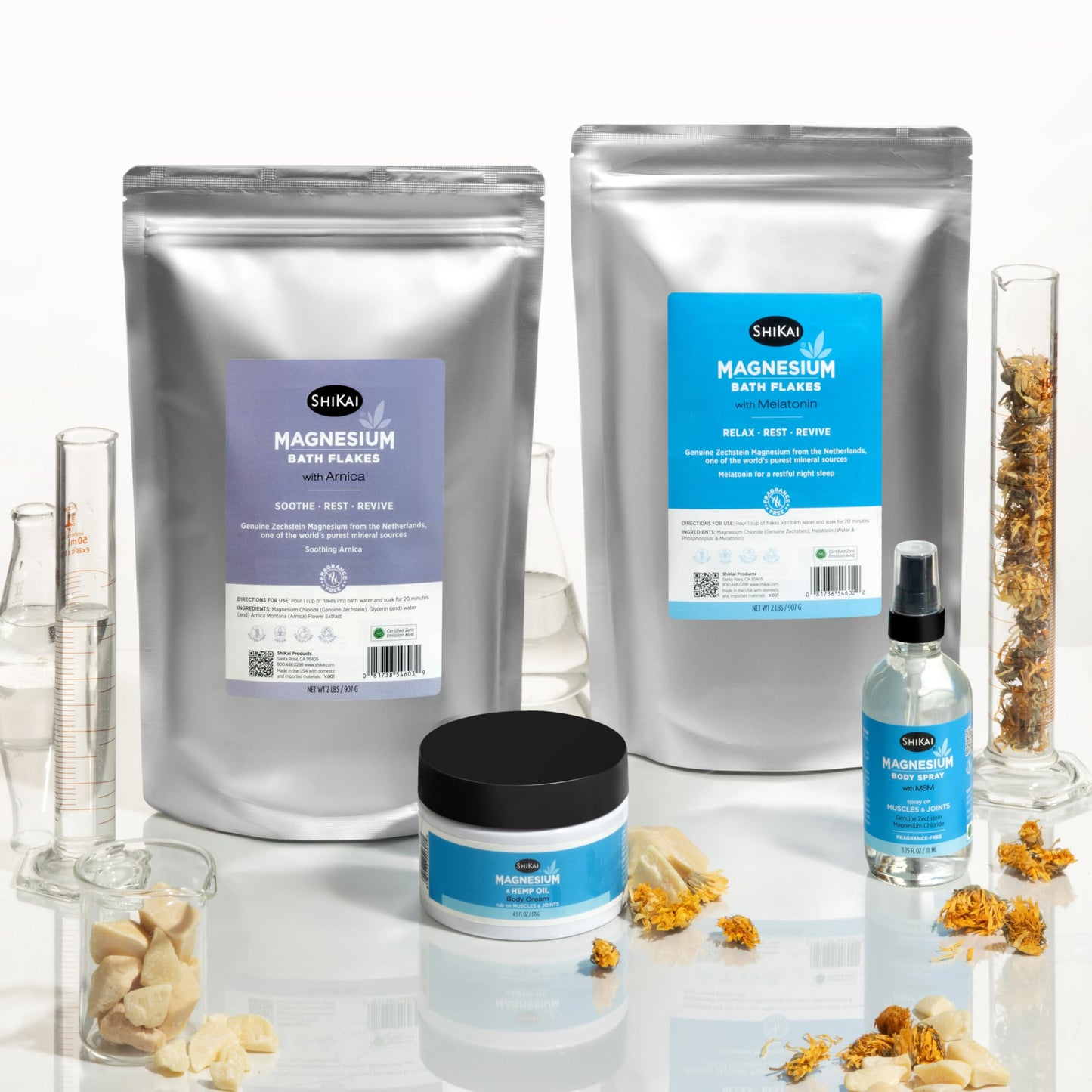 ShiKai Magnesium Bath Flakes with Arnica (32 oz) - Bath Salt Soak for Muscle Relief - Fragrance Free Beauty and Personal Care ShiKai